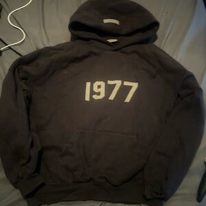Essentials Black Hoodie with 1977 Print